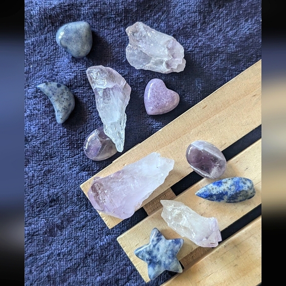 ☪️✨Mindful Communication Bowl ☪️ Blue & Purple ✨Amethyst + Aventurine & Lapis - Picture 3 of 8